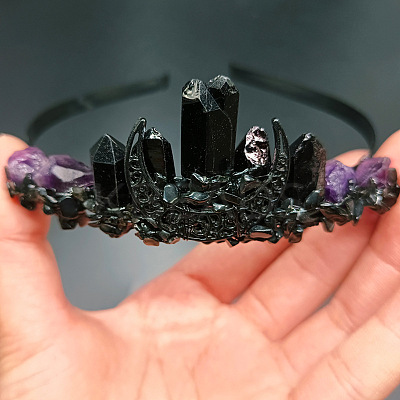 Dyed Natural Quartz & Amethyst Hair Bands PW-WGCBBD1-01-1