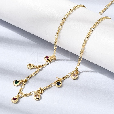 Brass Micro Pave Cubic Zirconia Teardrop Pendant Necklaces NJEW-B157-11G-1