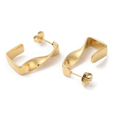 Ion Plating(IP) 304 Stainless Steel Twist Rectangle Stud Earrings EJEW-Z022-30G-1
