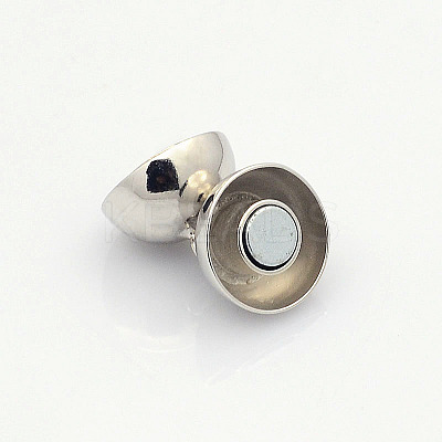 Anti-Tarnish Rhodium Plated 925 Sterling Silver Round Magnetic Clasps STER-L018-04-1