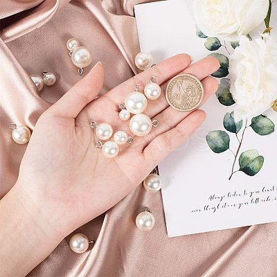 Resin Imitation Pearl Pendants/Shank Buttons BUTT-PH0004-14-1