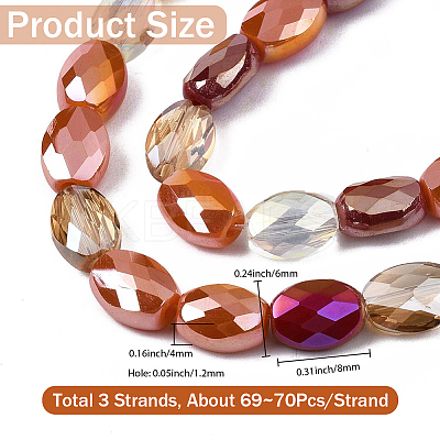 3 Strands Electroplate Glass Beads Strands EGLA-PA0001-25C-1