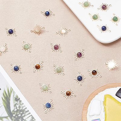 30Pcs Natural Mixed Gemstone Connector Charms FIND-AR0003-83-1