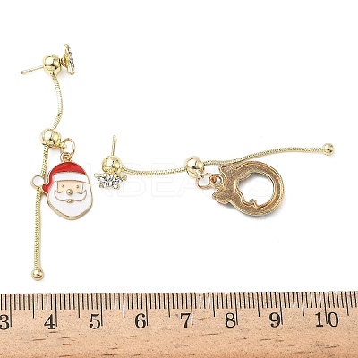 Christmas Aloy Enamel Dangle Stud Earrings for Women EJEW-F399-05A-G-1