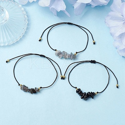 3Pcs 3 Styles Gemstone Braided Bead Bracelets BJEW-JB11146-06-1