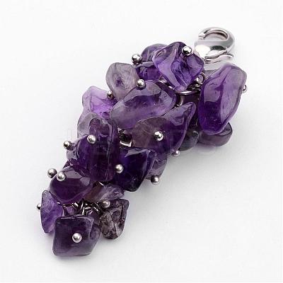 Natural Chip Amethyst Pendant Decorations HJEW-JM00214-04-1