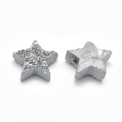 Electroplate Natural Druzy Quartz Charms G-P382-I05-1