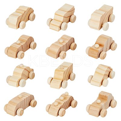 2 Sets 2 Style Unfinished Blank Wood Cars DIY-FH0006-32-1