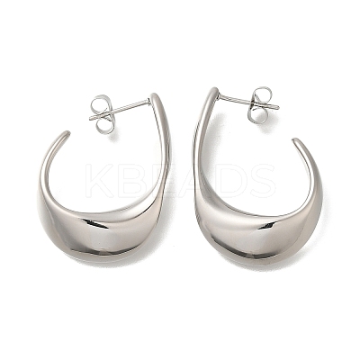 304 Stainless Steel Oval Stud Earrings for Women EJEW-S227-60P-1