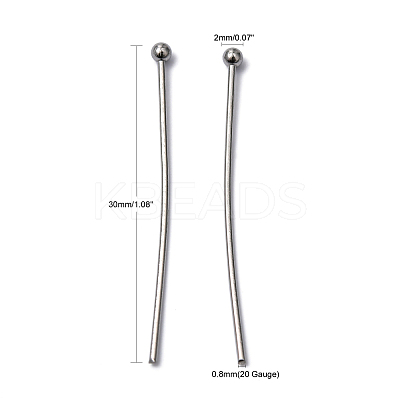 Tarnish Resistant 304 Stainless Steel Ball Head Pins X-STAS-L153-03-1