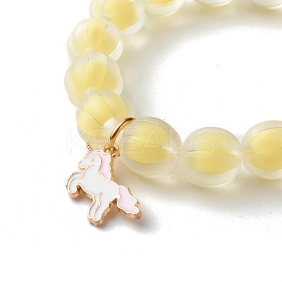 Bead in Bead Transparent Acrylic Pumpkin Beads Stretch Bracelet for Kid BJEW-JB06593-1