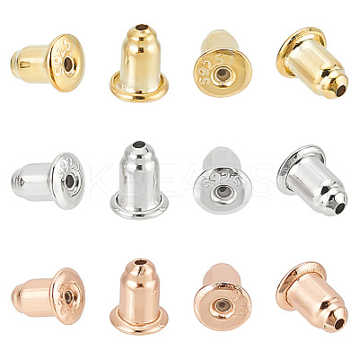 6 Pairs 3 Colors 925 Sterling Silver Bullet Ear Nuts STER-DR0001-02-1
