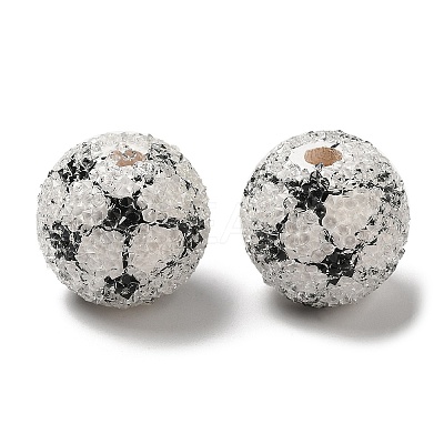 Spray Painted Wood European Beads with Rhinestone RESI-C038-03E-1