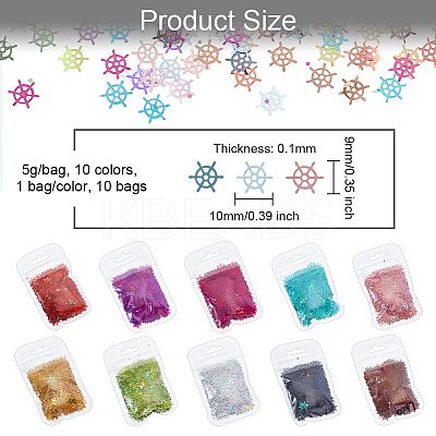 10 Bags 10 Colors PVC Nail Art Glitter Sequins MRMJ-OC0003-50-1