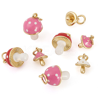 8Pcs 4 Styles Real 18K Gold Plated Rack Plating Brass Enamel Charms FIND-TA0006-02-1