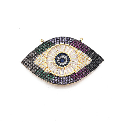 Brass Micro Pave Cubic Zirconia Links KK-Q749-021-1