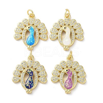 Brass Micro Pave Clear Cubic Zirconia Pendants KK-C045-40G-1