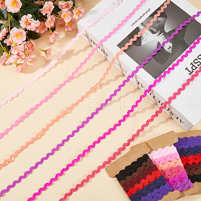 4 Cards 2 Styles Polyester Wavy Fringe Trim Ribbon DIY-GF0009-48E-1