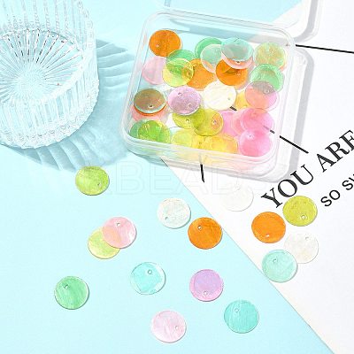 56Pcs 8 Colors Spray Painted Natural Capiz Shell Disc Charms BSHE-FS0001-10-1