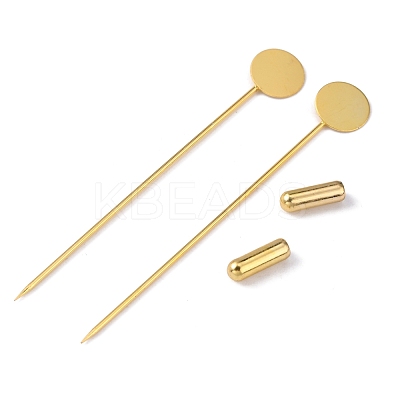 Brass Lapel Pin Base Settings KK-WH0045-025A-G-1