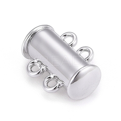 2-Strands 4-Holes Tube Brass Magnetic Slide Lock Clasps X-KK-D472-P-NF-1