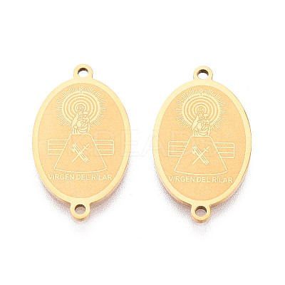 Religion 201 Stainless Steel Oval with Virgin Links Connector Charms STAS-T073-53B-G-1