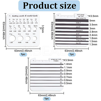 1Pc Acrylic Knitting Needle & Crochet Hook Gauge DIY-BC0006-90-1