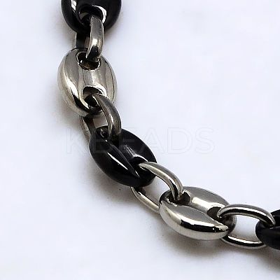 Fashionable 304 Stainless Steel Coffee Bean Chain Necklaces NJEW-I008-34C-1