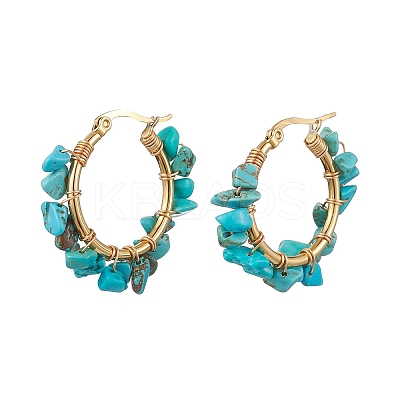 Natural Gemstone Hoop Earring EJEW-JE05709-1