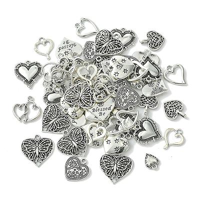 60Pcs 10 Styles Tibetan Style Alloy Pendants FIND-FS0002-20-1