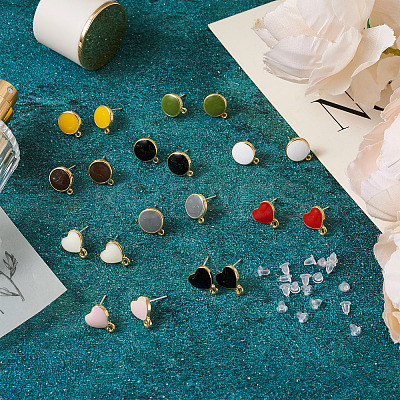 20Pcs 10 Style Alloy Enamel Stud Earring Findings FIND-EL0001-03-1