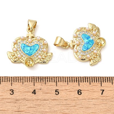 Rack Plating Brass Micro Pave Clear Cubic Zirconia Pendants KK-P268-09G-1