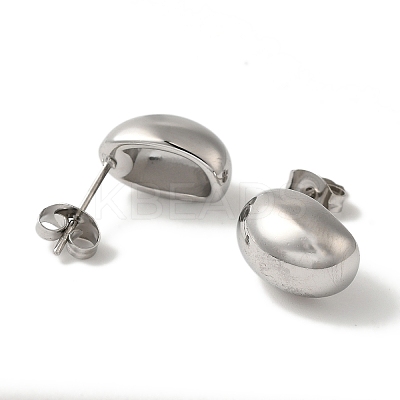 304 Stainless Steel Oval Stud Earrings for Wome EJEW-S237-02-1