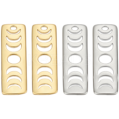 4Pcs 2 Colors Rack Plating Brass Moon Phase Bar Pendants KK-LP0001-59-1