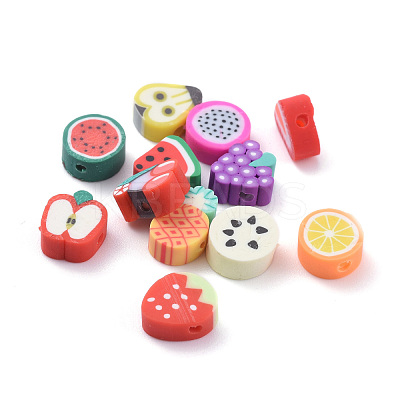 240Pcs 12 Kinds of Fruit Handmade Polymer Clay Beads CLAY-ZZ0001-001A-1