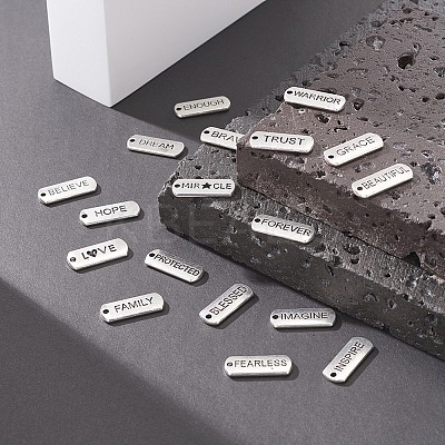 18Pcs 18 Style Tibetan Style Alloy Rectangle Pendants TIBEP-YW0001-34AS-1