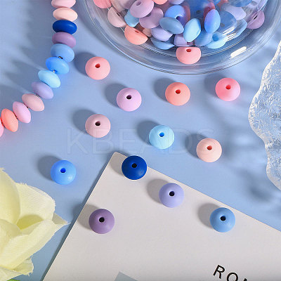 180Pcs 12 Colors Rondelle Food Grade Eco-Friendly Silicone Abacus Beads SIL-CA0003-18-1