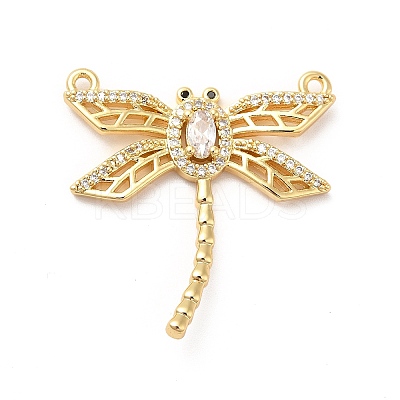 Brass Pave Clear & Jet Cubic Zirconia Connector Charms KK-H434-05G-1