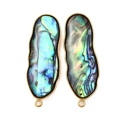 304 Stainless Steel Pave Natural Paua Shell Stud Earring Findings STAS-Z125-02G-1