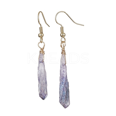Dyed Natural Quartz Crystal Dangle Earrings EJEW-JE05487-1