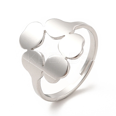 Non-Tarnish 201 Stainless Steel Flower Adjustable Ring for Women RJEW-F131-05P-1