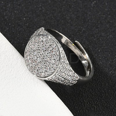 Brass Micro Pave Cubic Zirconia Cuff Rings for Women RJEW-A069-13P-03-1