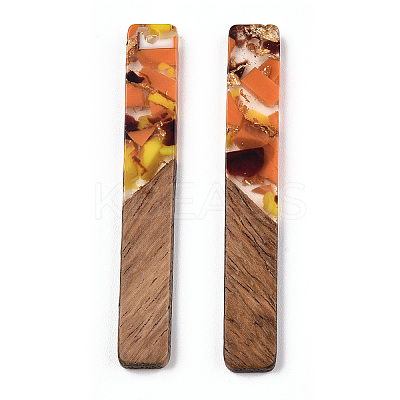 Transparent Resin & Walnut Wood Big Pendants RESI-TAC0017-70-A03-1