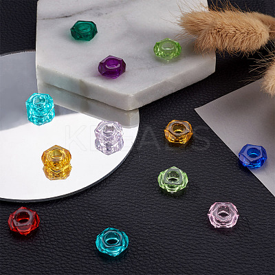 180Pcs 9 Colors Transparent Resin European Beads RPDL-MP0001-02-1