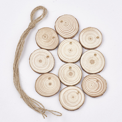 Undyed Unfinished Wooden Pendants WOOD-T011-31-1