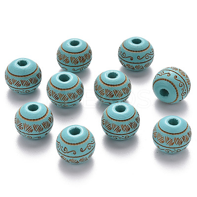 Painted Natural Wood Beads X-WOOD-N006-02A-05-1