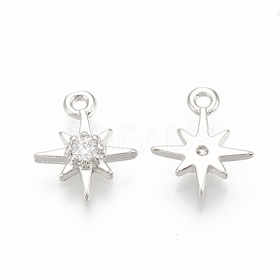 Brass Cubic Zirconia Charms ZIRC-Q002-143P-1