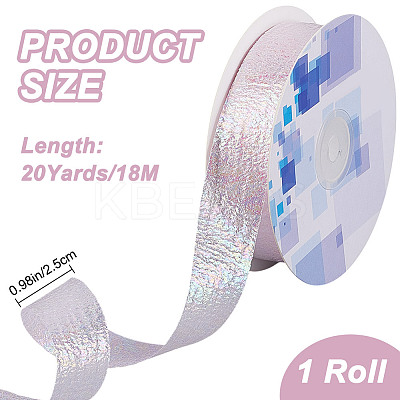 20 Yards Iridescent Polyester Ruffled Ribbon for Sewing Decoration OCOR-WH20007-14C-1