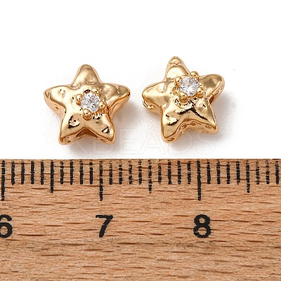 Brass Micro Pave Clear Cubic Zirconia Beads KK-Z112-41G-1