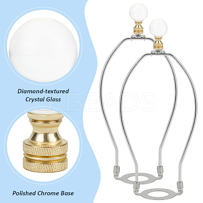 Glass Crystal Lamp Finials with Iron Finish Base FIND-WH0148-176C-1